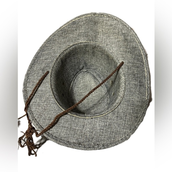 Gray Cowboy Hat with Brown Rope Detail (unisex hat) - Picture 4 of 4